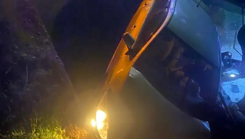 Adana'da Otomobil Şarampole Devrildi, Yaralılar Hastanede Tedavi Altında