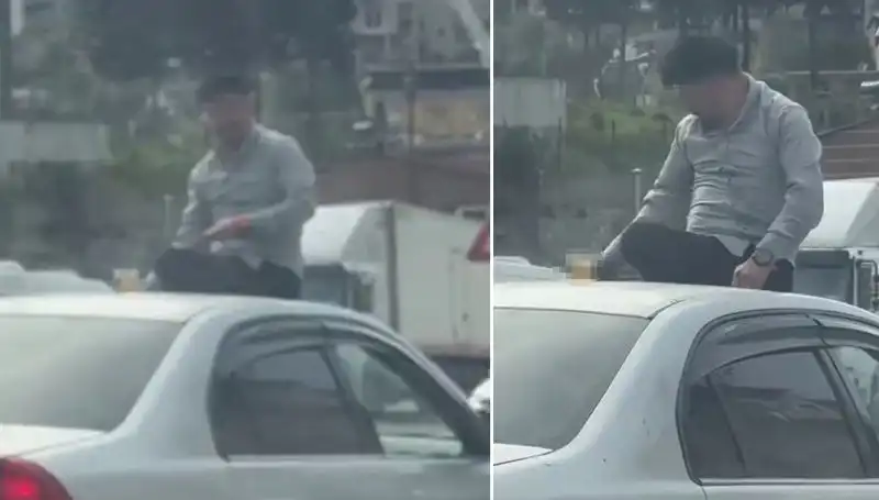 Trafikte Hayrete Düşüren Anlar: Otomobil Üzerinde Eğlence Dolu Alem!